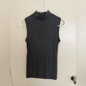 GAP Sleeveless Mock Neck Ribbed Tops – XS – Gray & Olive (2-Pack)